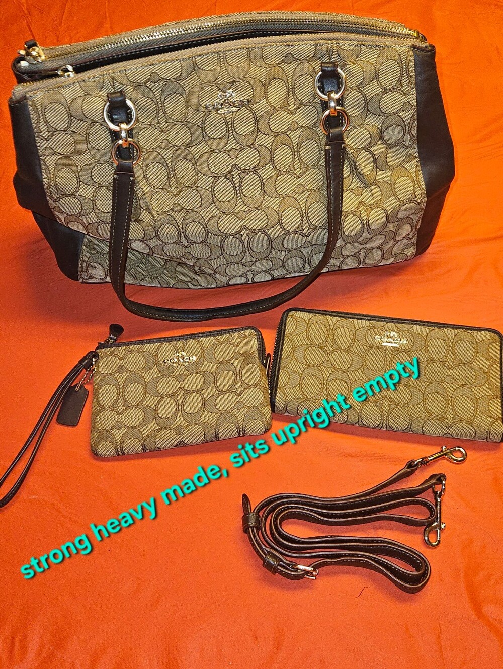 Coach Christie Carryall Tote w/Accordian Wallet & Corner Zip Wristlet